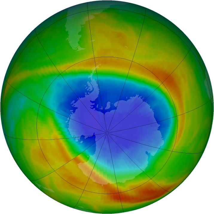 Antarctic ozone map for 22 October 1983